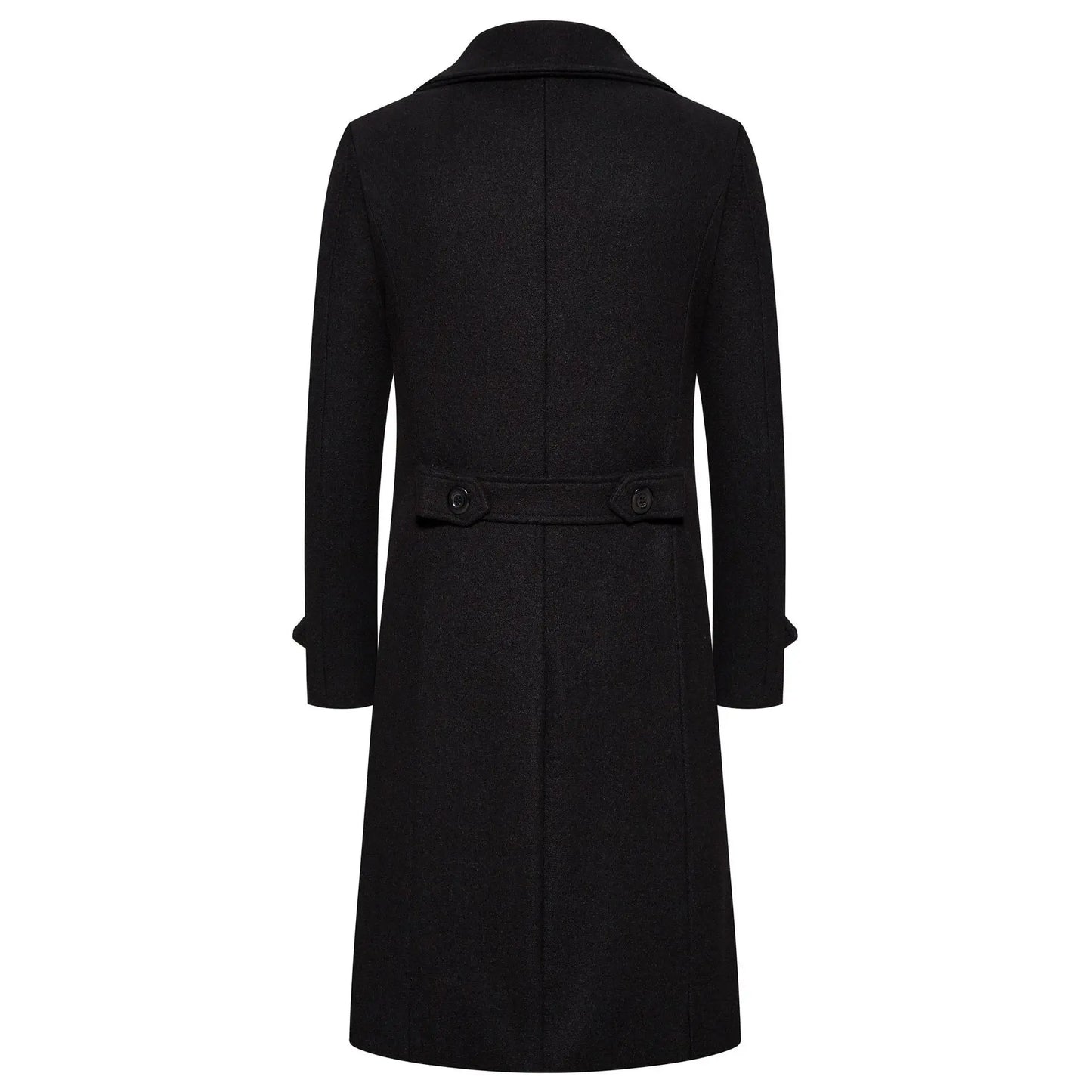 Men's Extra Long Woolen Black Coat Windbreaker Winter Warm Gentleman Coat Jackets