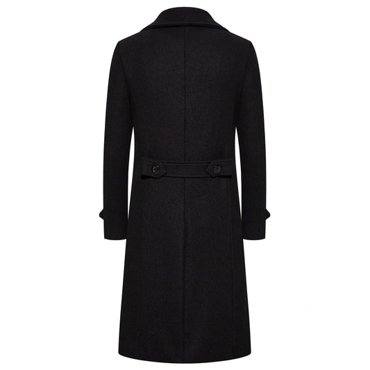 Men's Extra Long Woolen Black Coat Windbreaker Winter Warm Gentleman Coat Jackets