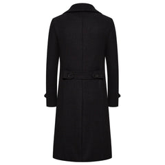 Men's Extra Long Woolen Black Coat Windbreaker Winter Warm Gentleman Coat Jackets
