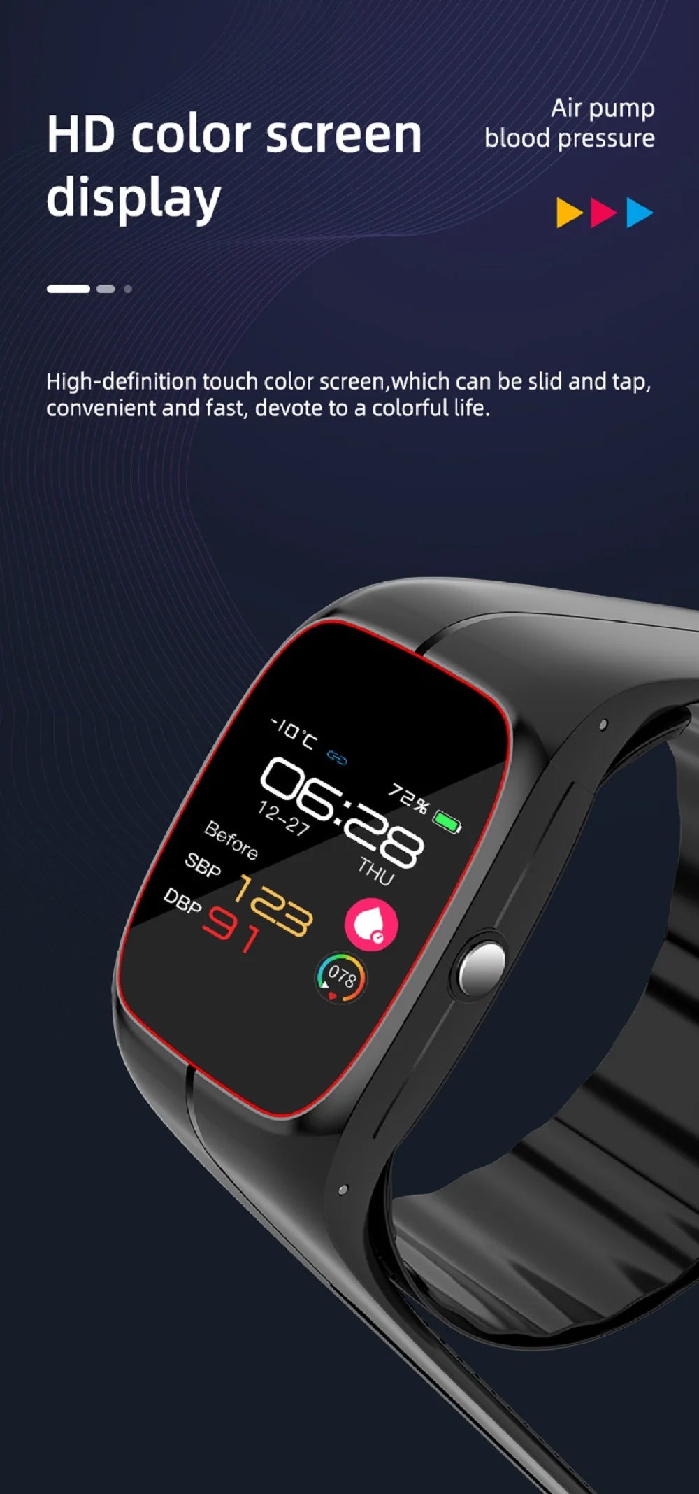 Blood Oxygen Blood Pressure Body Temperature Heart Rate Monitor Smartwatch Men Waterproof Sleep Sport Health Smart Watches Women