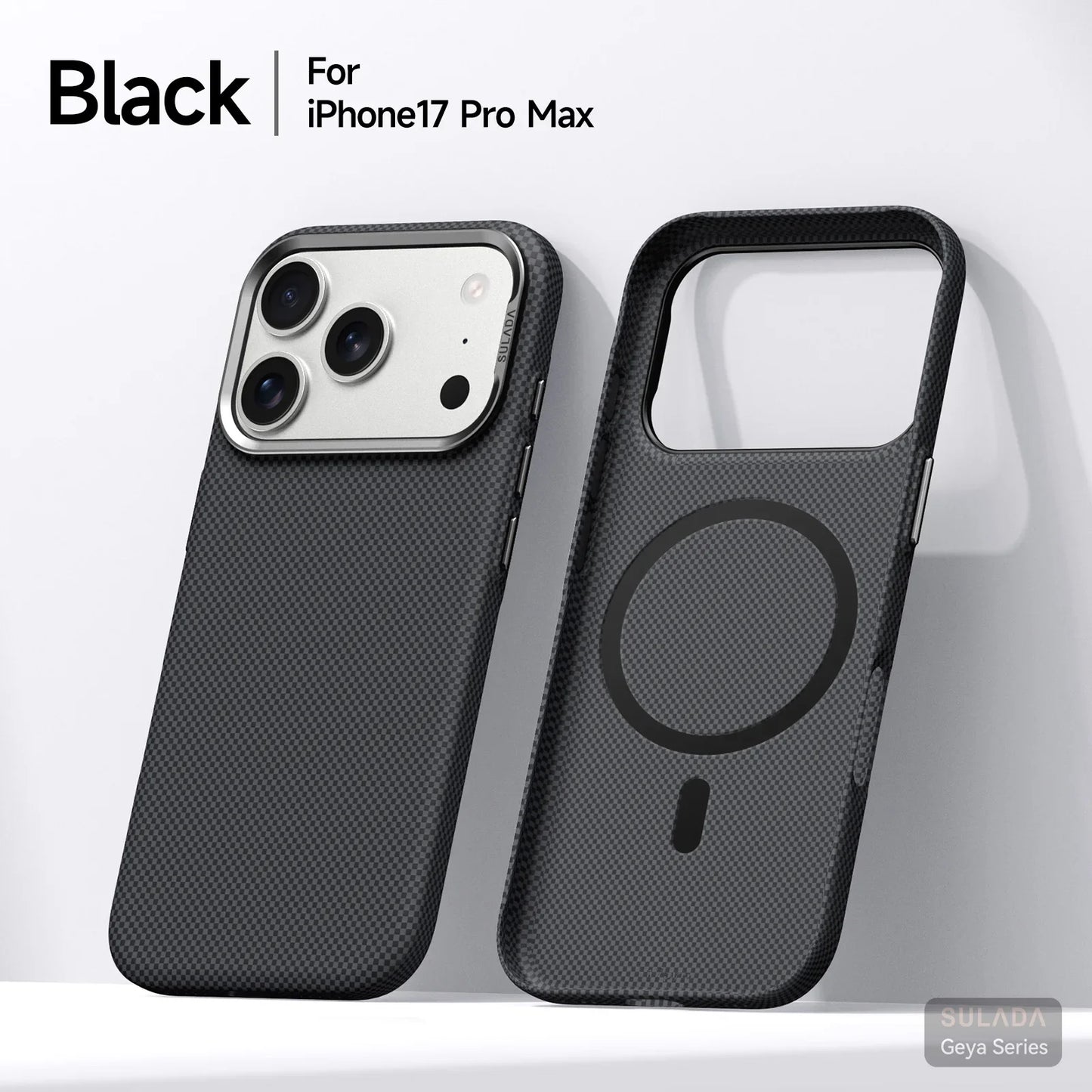 Iphone 17 Pro Max / 17 Pro / 16 Pro Max / 16 Pro Magnetic Stand Carbon Fiber Pattern Magsafe Pc Hard Cover