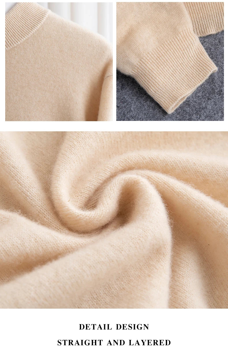 Fashion Men's 100% Wool Pullover Half-high Collar Sweater Autumn Winter Warm Top