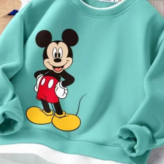 Autumn Baby Girls Boy Clothes Set Children Disney Mickey Printed Sweatshirts Pullover Top And Pants Suit Kid Faux Tracksuits