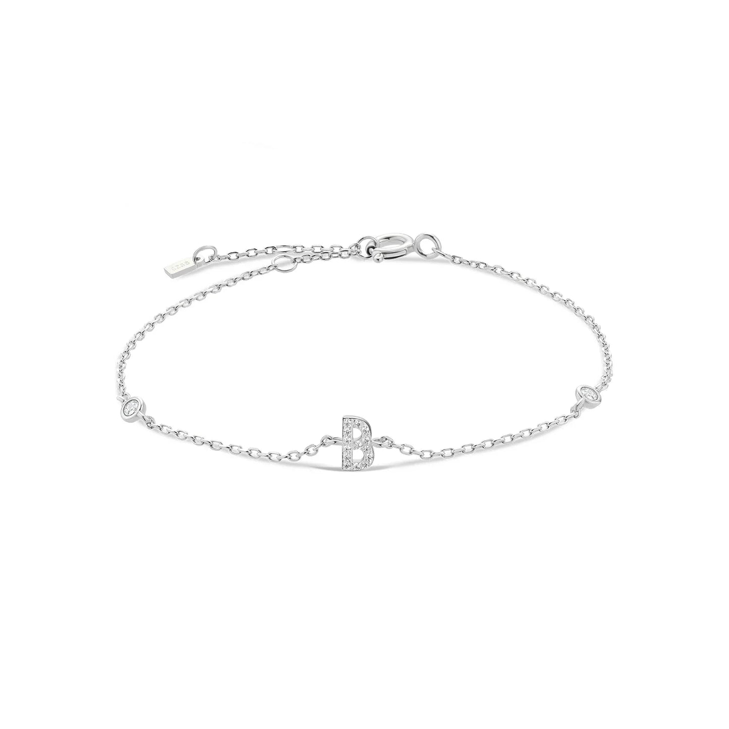 VEWANT 925 Sterling Silver Monogram Letter A - Z Initial Charm Chain Bracelet Luxury Wedding CrystalFine Jewelry