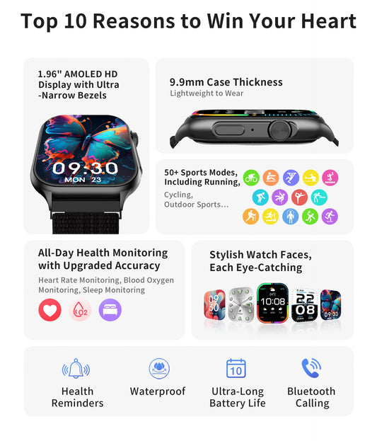 Lenovo Smart Sports Watch Fit 1.96” HD AMOLED Heart Rate Health Monitor Bluetooth Call Waterproof IP68 New Watch For Android IOS