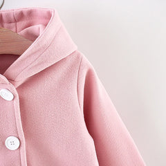 Children's Autumn Woolen Coat Long Girls' Autumn/Winter Thickened Hooded Top Woolen Girl Baby Jacket