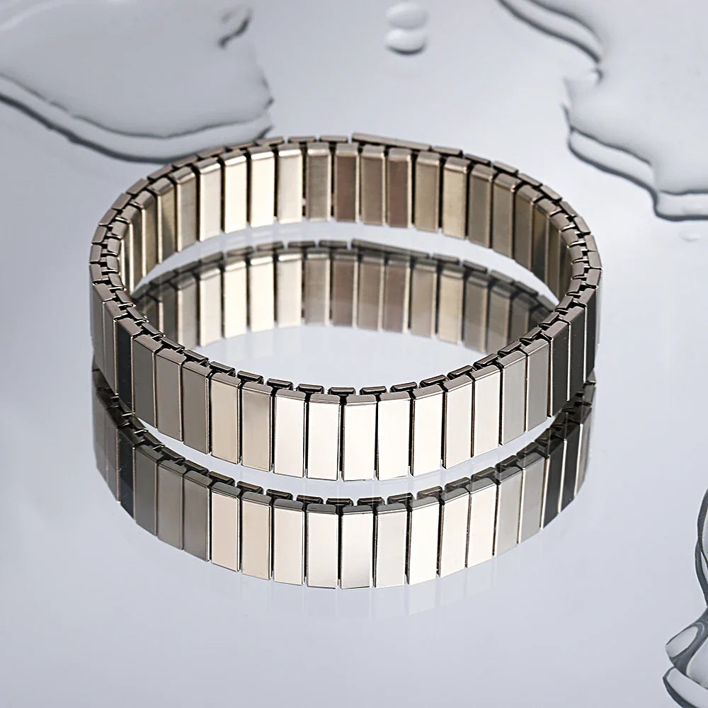 Freetry 18K Gold Plated Stainless Steel Adjustable Bracelet Fashion Elastic Metal Bracelet Trendy Jewelry Accessories Official