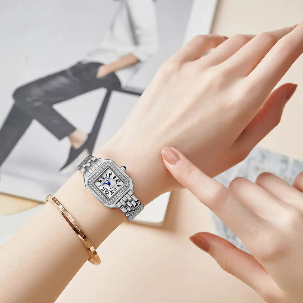 New Women Watch Light Luxury Brand Business Gold Stainless Steel Ladies Fashion Quartz Watches Female Clock Bracelet Wristwatch