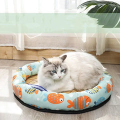 Round Dog Bed House Dog Mat Long Plush Cats Nest Dog Basket Pet Cushion Soft