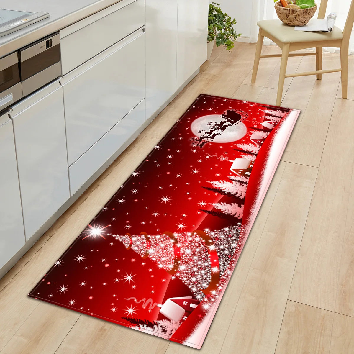 Christmas Kitchen Mats Entrance Doormat Decor Winter Xmas Hallway Balcony Rugs