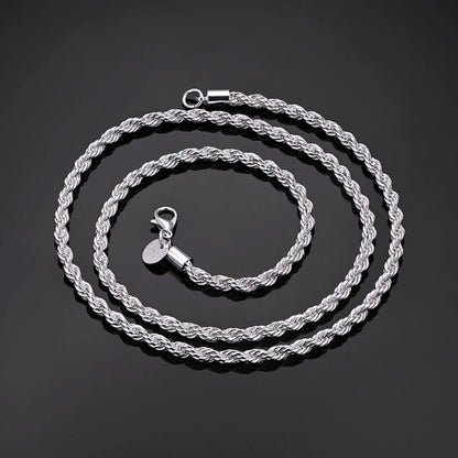 16-24 inch for women men Beautiful fashion 925 Sterling Silver charm 4MM Rope