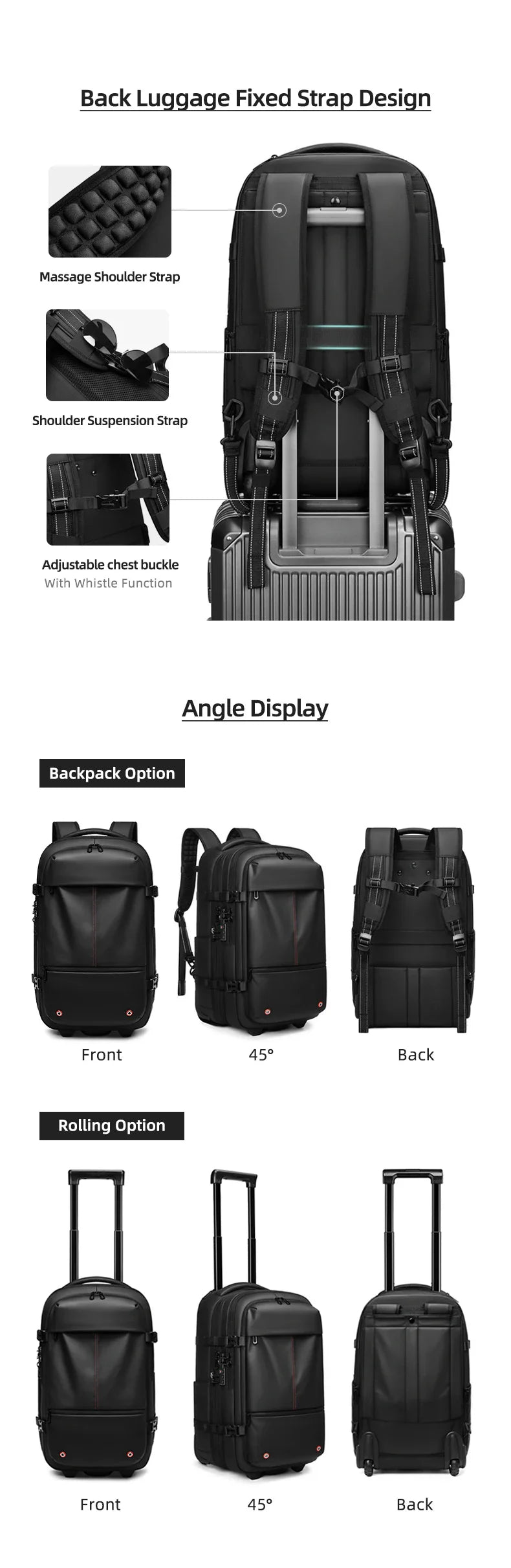 Travel Trolley vacuum compression business backpacks pump for Man Wheeled backpack On wheels luggage Rolling Bags For Boardable