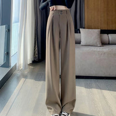 Women’s Wide Leg Pants Women Korean Style High Waist Black Trouser Office Ladies