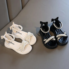 Princess White Party Sandals Pearls Platform Baby Casual Beach Shoes