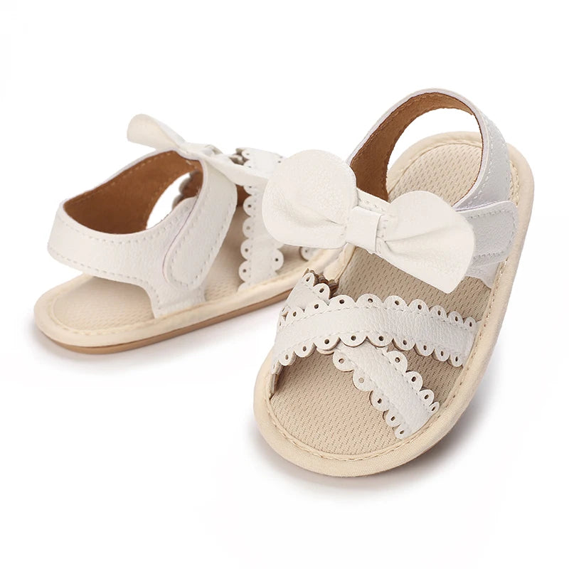 Summer Baby Infant Girl Sandals Princess PU Pull Strap Flat Anti-Slip Rubber