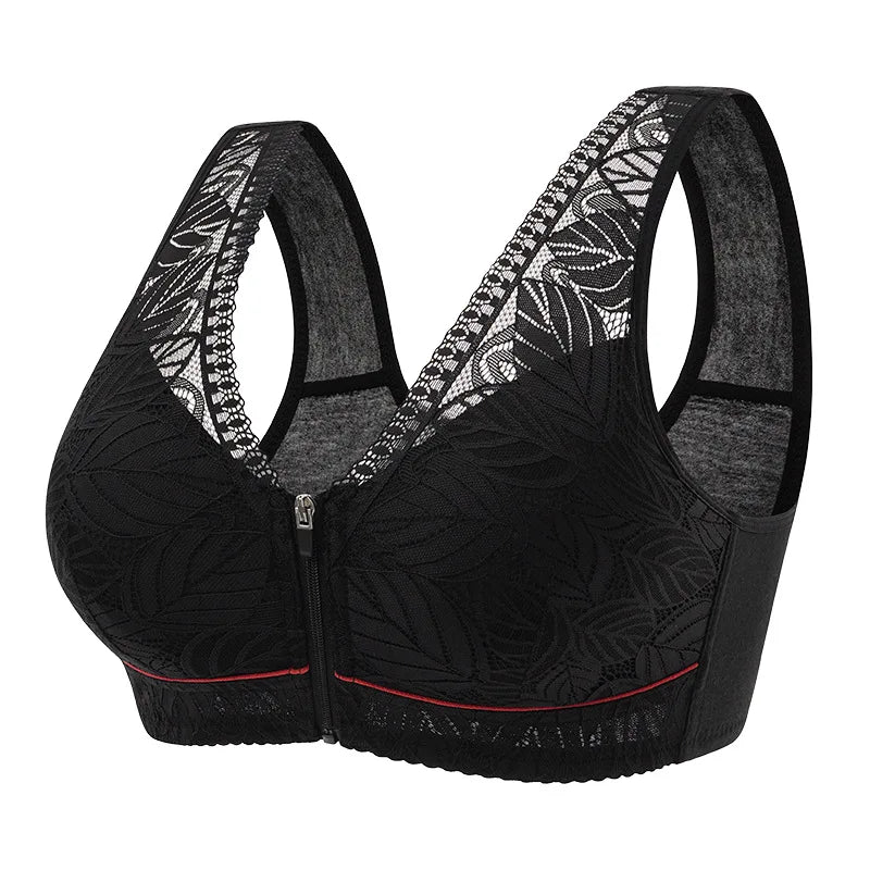 Sports yoga bra cotton cups front zipper underwear breathable women
