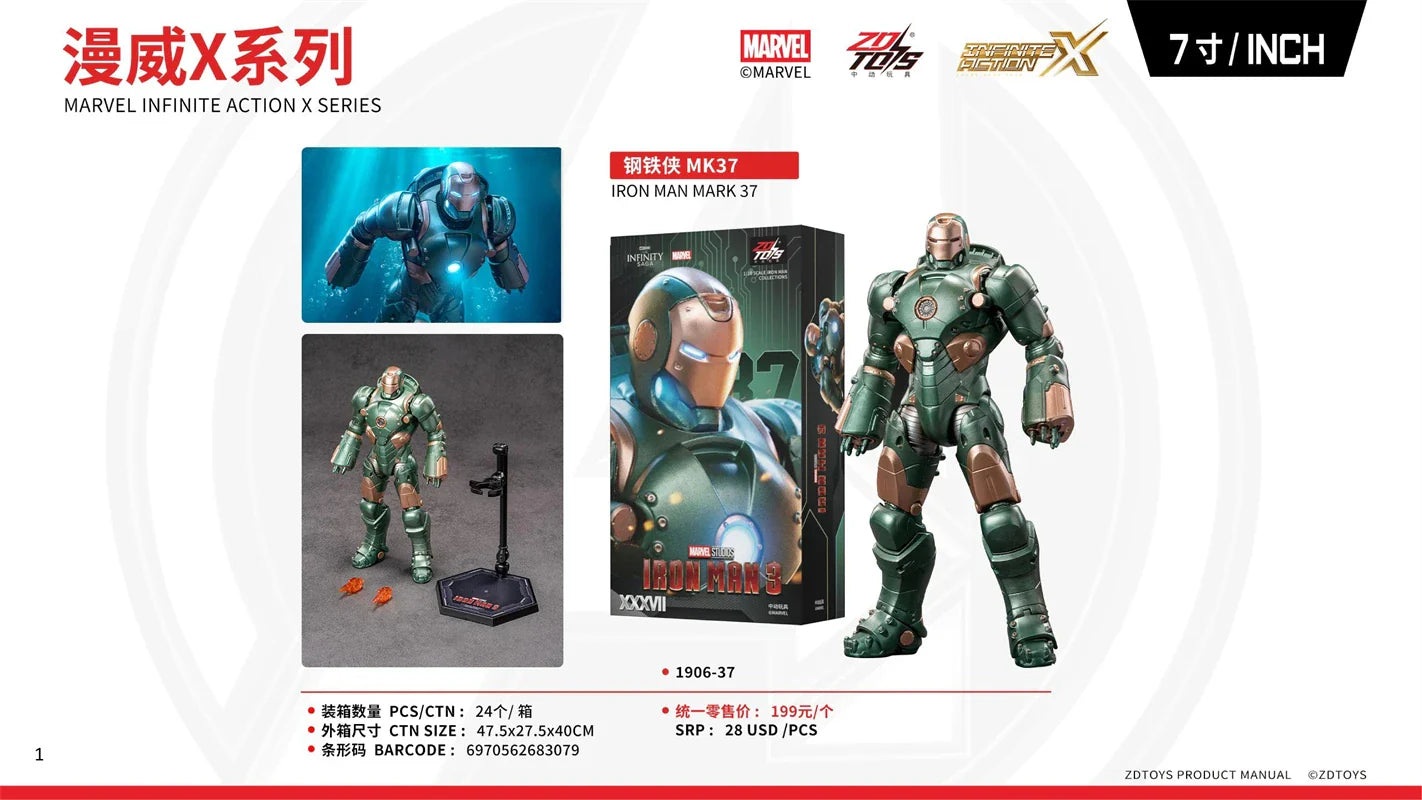 ZDTDS Original Iron Man MK37 Hammerhead MK12 MK38 Igor MK9 Iron Patriot War Machine legends Avengers Action Figure Collect Toy