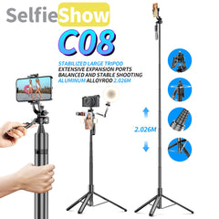 Selfieshow C08 2.02m Balanced Stable Shooting Expansion Tripod Selfie Stick