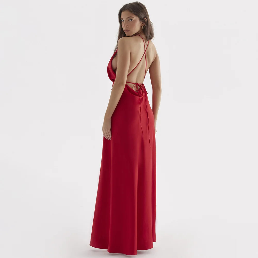 Evening wear Dresses: Maxi Prom Dress Satin Evening Dresses