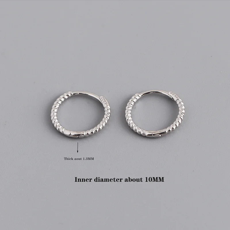 WANTME 925 Sterling Silver Fashion Piercing Charm Twist Huggies Hoop Earrings for Women Rock Gothic Unisex Jewelry Ear Buckles