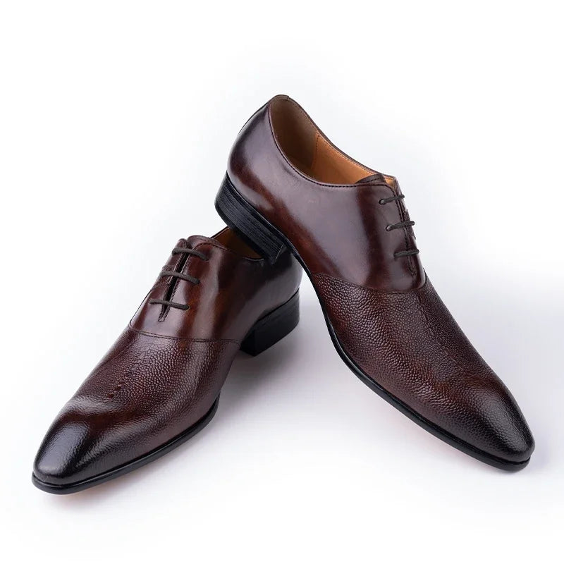 Luxury Men Oxford Shoes High Quality Classic Style Dress Leather Shoes Lace Up Pointed Toe Formal Business Wedding Shoes