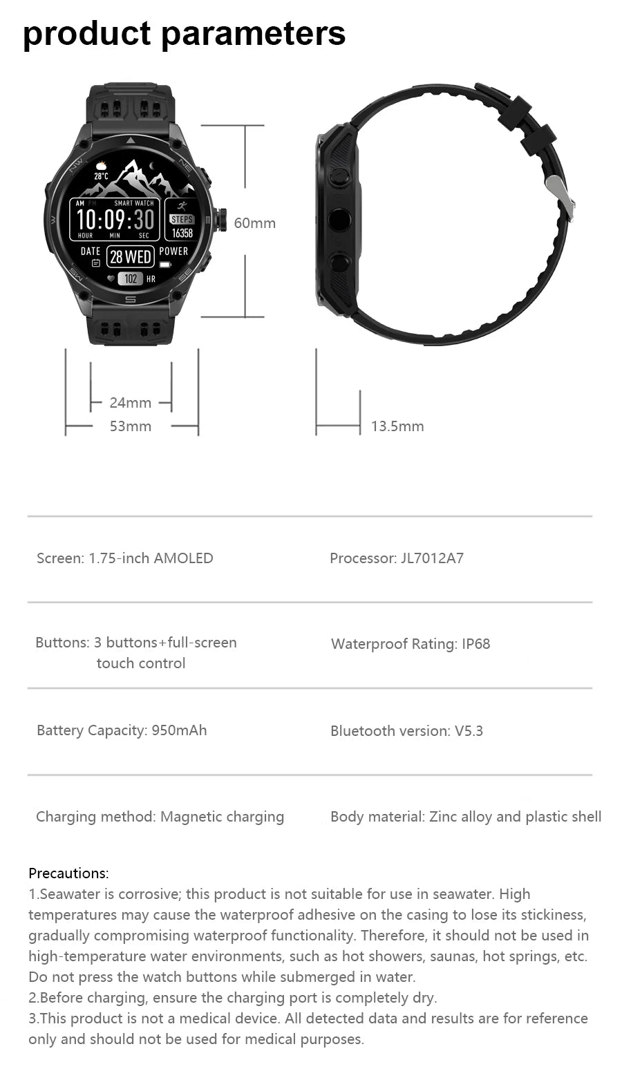 2025 New Outdoors Military GPS Sports Smart Watch Men Built-in Dual-Band GNSS Compass Altimeter 10ATM Bluetooth call Smartwatch