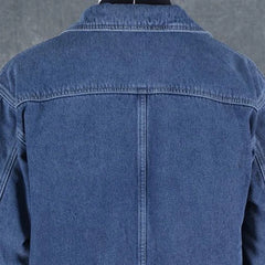 Denim Jacket Padding Wool Male Jean Coats Elatic Black with Sheep Padded Warm Shoulders