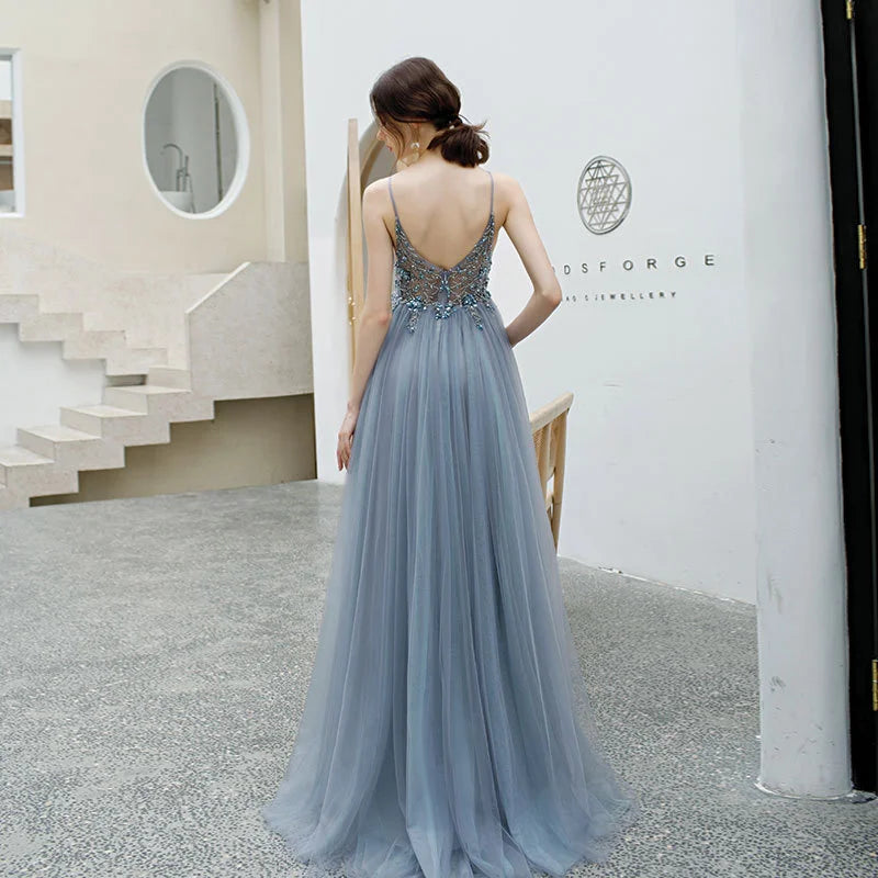 Homecoming Dresses: V Neck Long Evening Dress Lady Girl Women Prom Dress