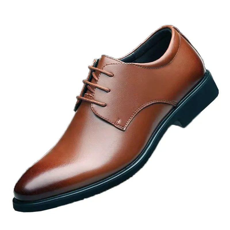 Men's Breathable Leather Shoes Black Soft Leather Soft Bottom Spring And Autumn Best Man Men's Business Formal Wear Casual Shoe