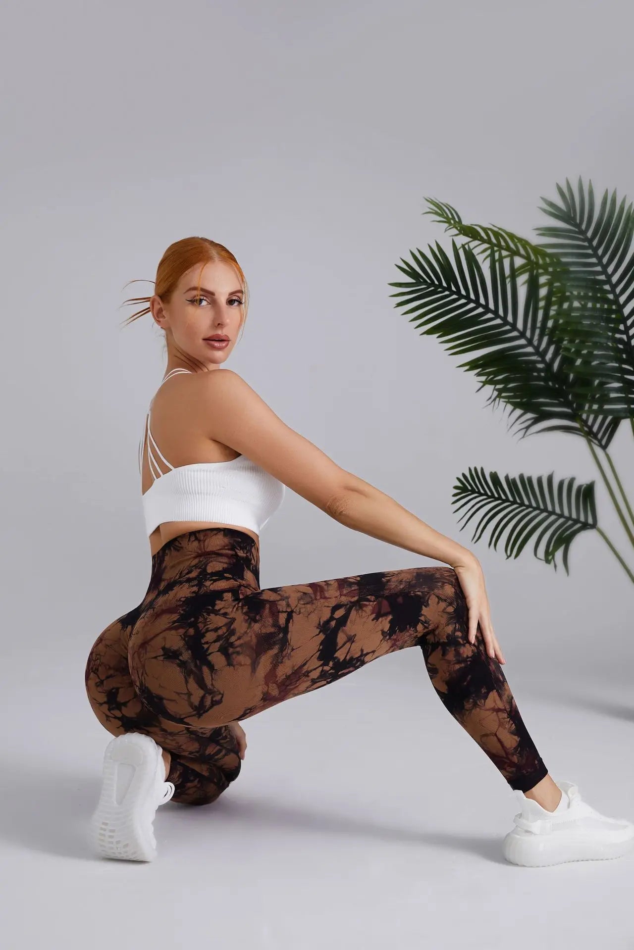 Seamless Peach Yoga Pants Women's Dual Color Tie Dye Tie Float High Waist Sports