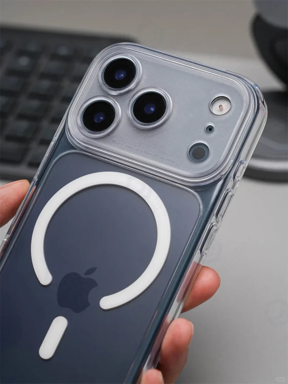 Business Matte Clear Camera Button Magnetic Case For iPhone 17 Pro Max Air 17pro Detachable Lens Shockproof Cover For Magsafe