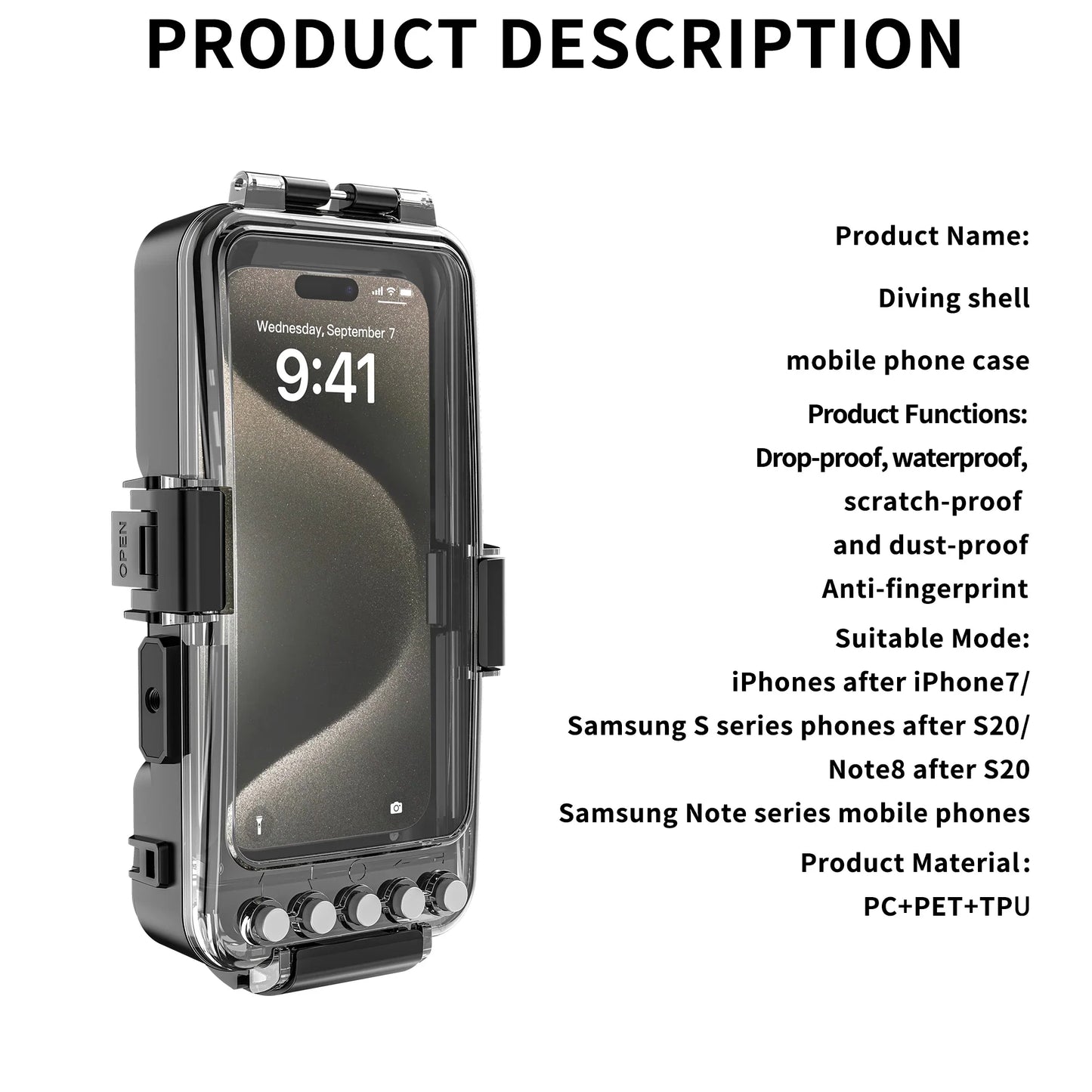 Bluetooth 30 Meter Deep Waterproof Case For iPhone 17 Air 16 15 14 13 12 Pro Max 11 Samsung Galaxy S25 S24 S23 S22 Ultra Note 20
