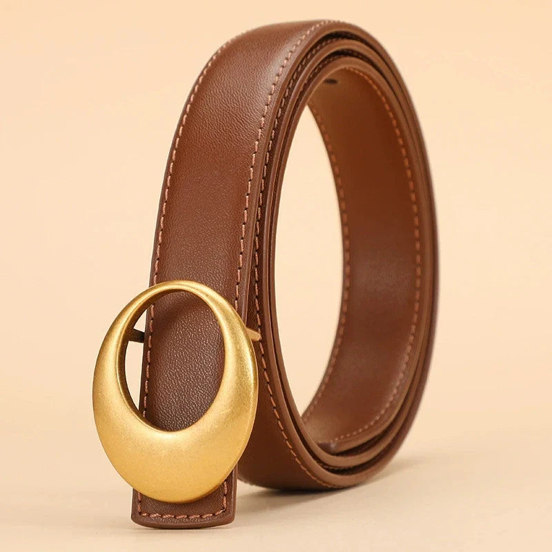 Fashionable women's belt; cowhide leather belt for women; versatile decoration with a high-end feel; trendy Korean-style