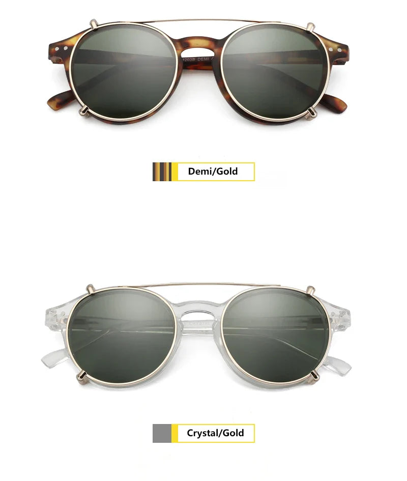 ZENOTTIC Steampunk Style Glasses (Anti Blue Light Blocking Eyewear) + Clip Lenses（Polarized Sunglasses Clips）for Women Men