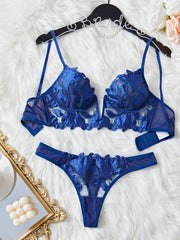 Underwear For Women Steel Ring Push Up Bra Bielizna Tulle Embroidery Lingerie