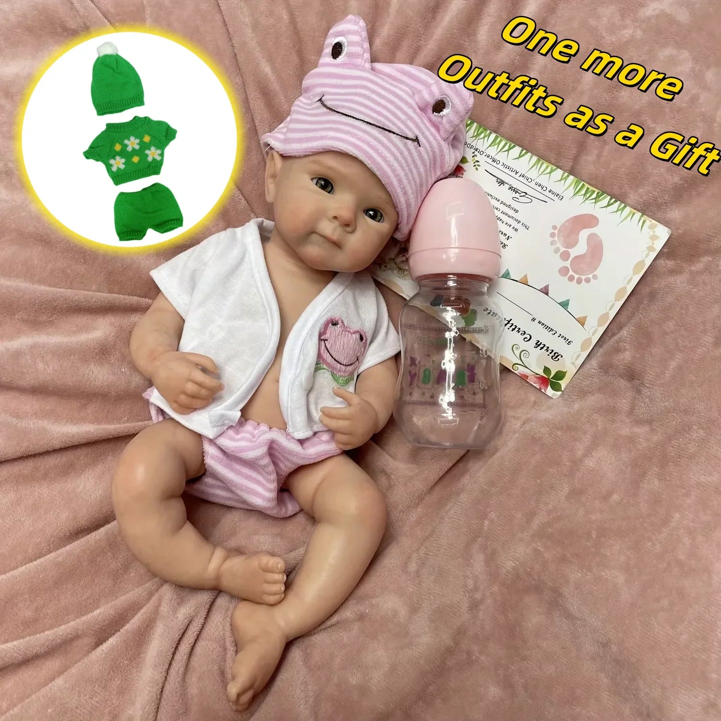 Can Open Mouth 33cm Bettie Solid Silicone Bebe Reborn Girl With 2 Sets Outfits 3D Painted Skin Soft Reborn Doll For Kid's Gift