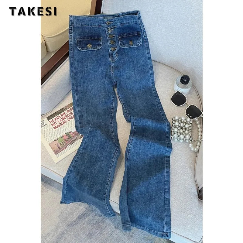 Y2K Harajuku Wide Leg High Waist Flared Jeans High Street Style Pants