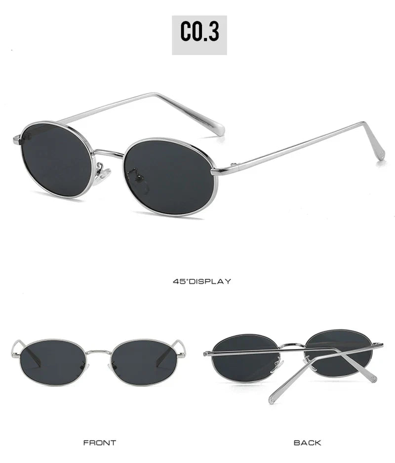 SHAUNA Retro Small Oval Metal Frame Women Sunglasses UV400 Men Punk Sun Glasses
