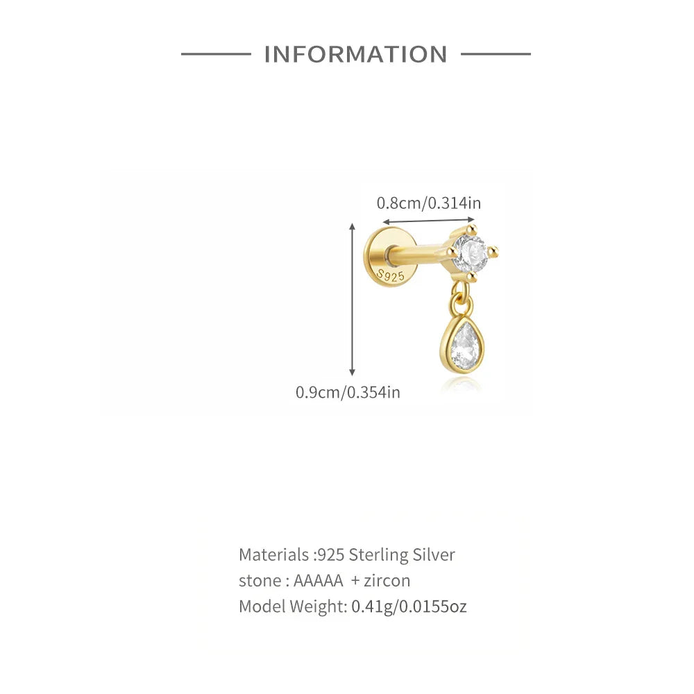 ROXI 925 Sterling Silver Star/Flower/Pearl Zircon Dangle Earrings For Women 1pc Simple Earrings For Women Girl Wedding Gift