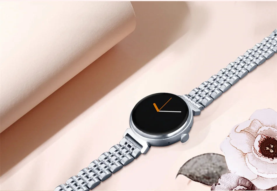 1.04 inch AMOLED Screen Fashion Ladies Smart Watch Screen Always Display Bluetooth Call Smartwatch Metal Body Small Screen Watch