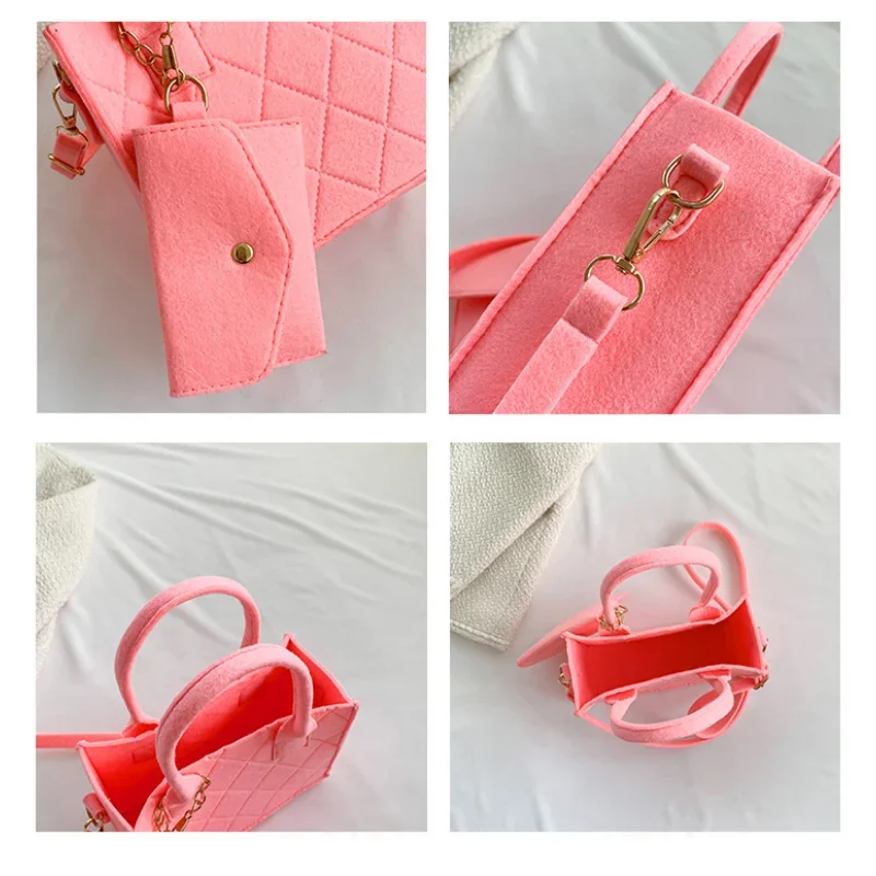 Zipper Messenger Bag Solid Color Felt Women Shoulder Bag Luxury Designer