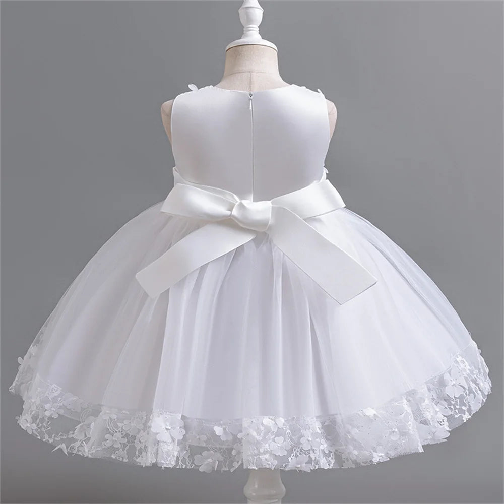 Girl's Dress 2024 New Girl's Butterfly Bow Princess Dress Fashion Sleeveless Mesh Dress Banquet Performance Evening Dresses