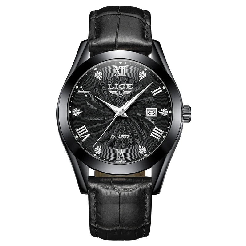 LIGE Women Watch Fashion Leather Military Sport Waterproof Watches For Women Top Brand Luxury Women's Bracelet Watch Reloj Mujer