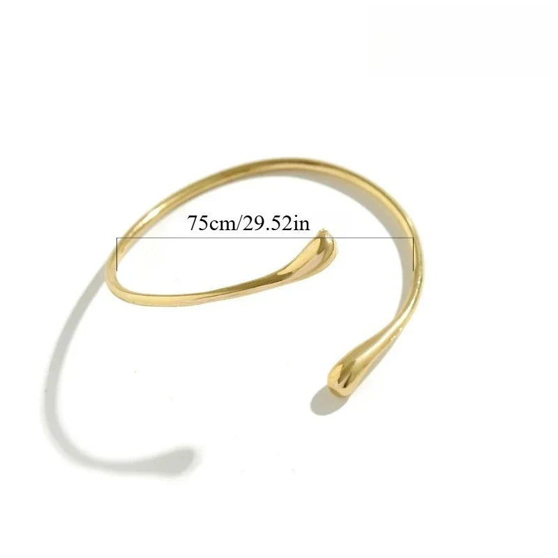 Simple Vintage Water Drop Open Cuff Bangles for Women 2024 Trend Goth Geometric Arm Bracelet Aesthetic Jewelry Gift New