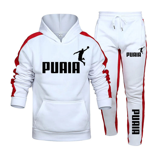 Mens Tracksuit Hooded Sweatshirts and Jogger Pants Gym Outfits Autumn