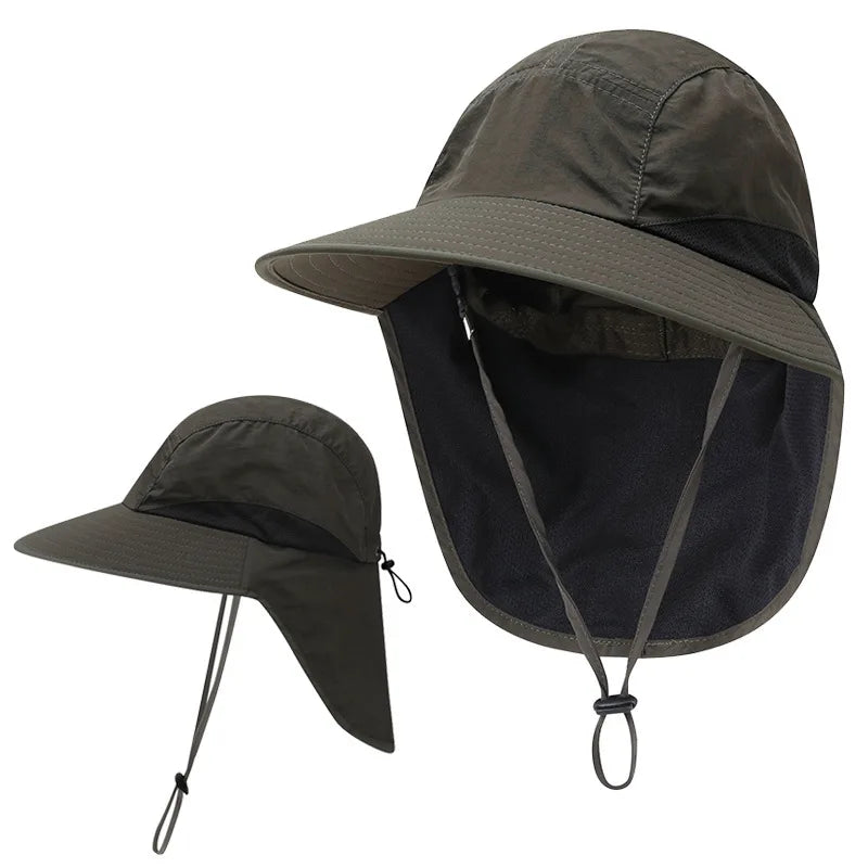Outdoor Sun Hat for Women Youth Girls 50+ UPF Protection Safari Cap Wide Brim Fishing Hat with Neck Flap BeacH