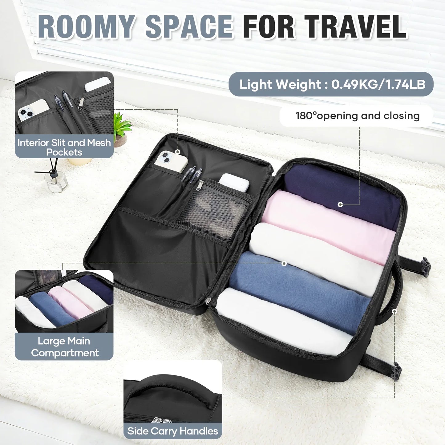 Ryanair 40x30x20 Luggage Cabin Bag, 40x30x20 Bag Men Women 15.6inch Laptop Bag Business  Travel Backpack，College School Backapck