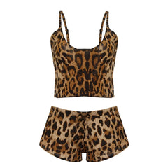 Leopard Bra Set Women Wireless Soft Lingerie Set Crop Top Panty 2 Piece