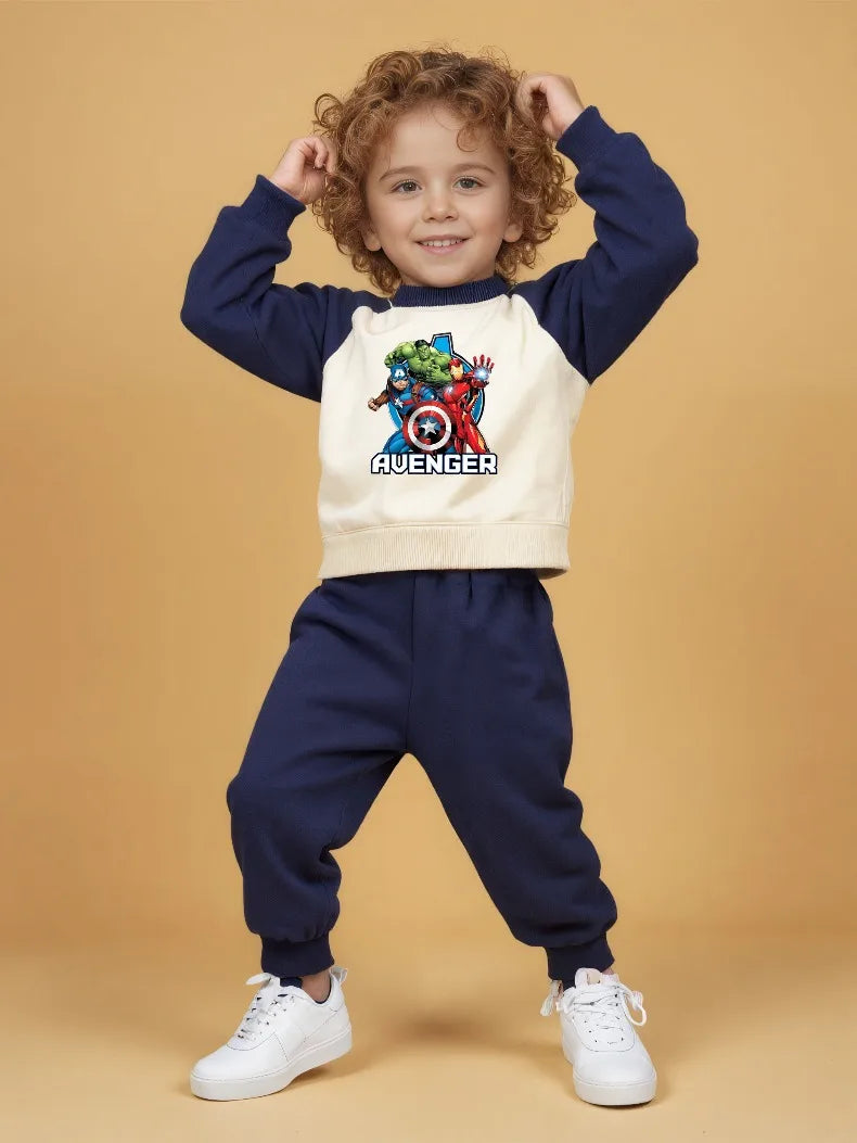 Marvel Cartoon Print Children Clothes Sets Spring/autumn Boys Sweatshirt Set Kids O Neck Hoodies Pants Two Piece Kids Tracksuit