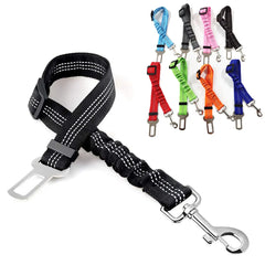 Pet Dog Car Seat Belt Retractable Buffer Elastic Reflective Safety Traction Rope Dog